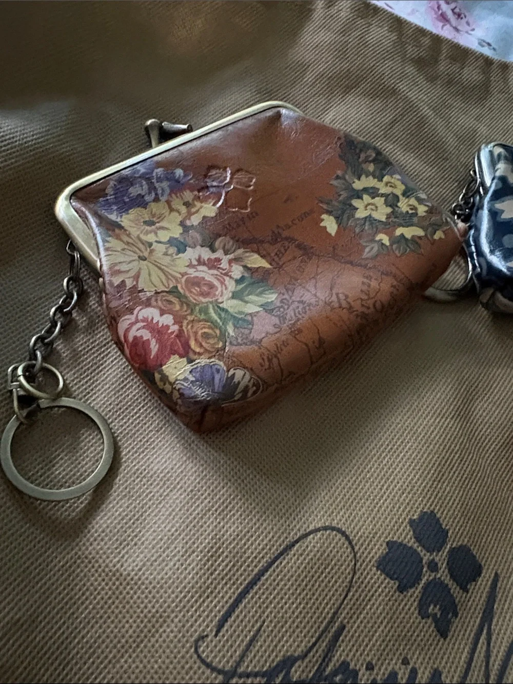 Patricia Nash Coin Pouch Trio in Tan, Brown and Blue Floral